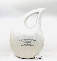 Extra Large / Adult White Tardrop Cremation Urn - Adult urns for Human Ashes Men - Urn - Urns - Cremation Urn By Keepsake Company