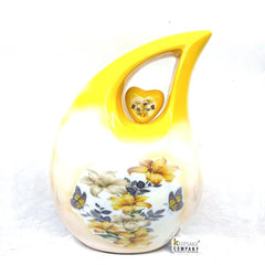 Extra Large / Adult Yellow White Cremation Urns for Ashes - Adult Urn - Funeral Urn - Urn - Urns for Human Ashes Keepsake by Keepsake