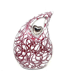 Extra Large Adult White and Red Abstract Teardrop Cremation Urn - Urn For Human Ashes - Memorial Urn - Personalized Urn - Ern