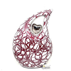 Extra Large Adult White and Red Abstract Teardrop Cremation Urn - Urn For Human Ashes - Memorial Urn - Personalized Urn - Ern