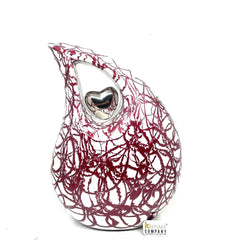 Extra Large Adult White and Red Abstract Teardrop Cremation Urn - Urn For Human Ashes - Memorial Urn - Personalized Urn - Ern