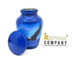 Small Urns for Ashes - Tranquil Seascape Small Urn for Ashes - Artistic Blue Vessel with Eagle Imagery, Thoughtful Remembrance Gift
