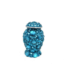 Petite Memorial Urn, Handmade Silver with Pearl and Blue Mosaic Accents for Ashes, Sympathy Gift, Mini Urn for Ash from Keepsake Co.