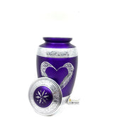 Purple Matte Cremation Urn for Human Ashes - Cremation Urn - Engraving bands - Memorial Urn - Urn for Ash - Keepsake Urn with Heart & Wings
