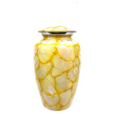 Customizable Cremation Urn - Handmade Metal with Silver & Yellow Clouded Design for Human Ashes, Thoughtful Memorial Gift - Burial Urn