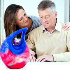 Teardrop Urn for Ashes - Multicoloured Keepsake Urn - Cremation Urns for Adult Male & Female - Memorial Urn