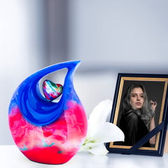 Teardrop Urn for Ashes - Multicoloured Keepsake Urn - Cremation Urns for Adult Male & Female - Memorial Urn
