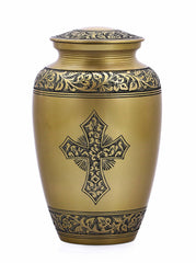 Classic Gold Cross Engraved Adult Urn