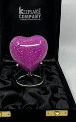 Engraveable Mini Heart Urn / Small Urns for Human Ashes in Pink Marble Design from Keepsake Company
