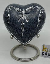 Keepsake Company's Heart Shaped Urns with precise garland engraving in Black Marble colour for Human Ashes - Perfect for Adults & Infants