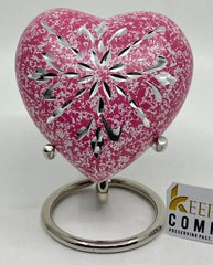 Keepsake Company's Heart Shaped Urns engraved in floral design for Human Ashes - Perfect for Adults & Infants