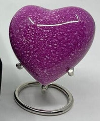 Engraveable Mini Heart Urn / Small Urns for Human Ashes in Pink Marble Design from Keepsake Company