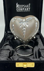 Keepsake Company's Heart Shaped Urns with precise garland engraving in Brown colour for Human Ashes - Perfect for Adults & Infants