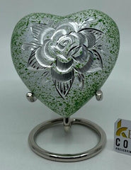 Keepsake Company's Heart Shaped mini Urns rose engraved for Human Ashes - Perfect for Adults & Infants