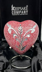 Keepsake Company's Heart Shaped mini Urns floral engraving for Human Ashes - Perfect for Adults & Infants