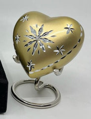 Keepsake Company's Heart Shaped mini Urns with floral engraving for Human Ashes - Perfect for Adults & Infants