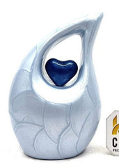 Sky Blue Teardrop Small Urns for Human Ashes with Heart - Mini Urns for Human Ashes - Ashes Urn - Keepsake Urns for Human Ashes - Mini Urn