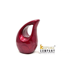 Pearl Red teardrop mini Cremation Urn without Heart for Huaman Ashes from Keepsake Company