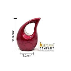 Pearl Red teardrop mini Cremation Urn without Heart for Huaman Ashes from Keepsake Company