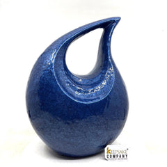 Blue Crackle Adult Teardrop Urn for Human Ashes from Keepsake Company