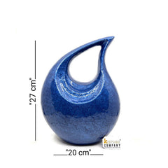 Blue Crackle Adult Teardrop Urn for Human Ashes from Keepsake Company