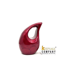 Pearl Red teardrop mini Cremation Urn without Heart for Huaman Ashes from Keepsake Company