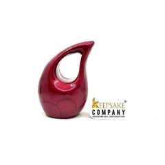 Pearl Red teardrop mini Cremation Urn without Heart for Huaman Ashes from Keepsake Company