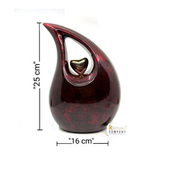 Premium Maroon Black Adult teardrop Cremation Urn with Golden heart for Human Ashes from Keepsake Company - Personalized Urn - Memorial Urn