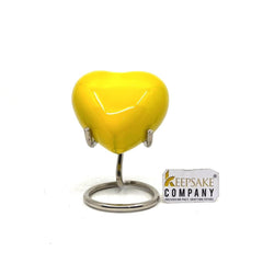 Yellow Heart Shaped Mini Urn for Human Ashes - Can Be Engraved in Different Colours - Perfect for Cremation Urns