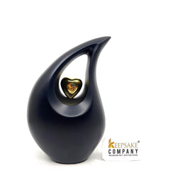 Black Matt Teardrop Cremation Urns for Human Ashes - Urn- Urns for Ashes (6 Inches/ 15 centimeters) - Memorial Urn - Personalized Urn