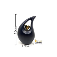 Black Matt Teardrop Cremation Urns for Human Ashes - Urn- Urns for Ashes (6 Inches/ 15 centimeters) - Memorial Urn - Personalized Urn