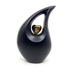 Black Matt Teardrop Cremation Urns for Human Ashes - Urn- Urns for Ashes (6 Inches/ 15 centimeters) - Memorial Urn - Personalized Urn
