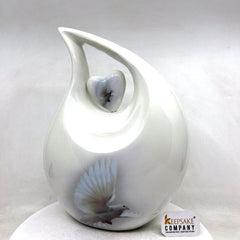White Dove Teardrop Cremation Urns for Ashes Adult Male - Urns for Ashes Adult Female - Urn - Urns - Cremation Urn from Keepsake Company