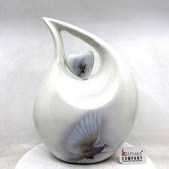 White Dove Teardrop Cremation Urns for Ashes Adult Male - Urns for Ashes Adult Female - Urn - Urns - Cremation Urn from Keepsake Company