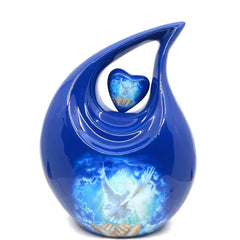 White Dove in Blue Teardrop Cremation Urns for Ashes Adult Male - Urns for Ashes Adult Female - Urn - Urns / Cremation Urn from Keepsake Co