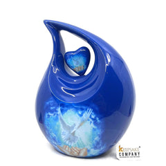 White Dove in Blue Teardrop Cremation Urns for Ashes Adult Male - Urns for Ashes Adult Female - Urn - Urns / Cremation Urn from Keepsake Co