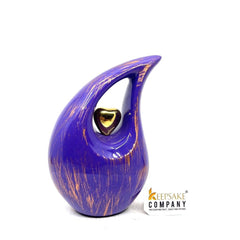 Purple Golden Teardrop Cremation Urns for Human Ashes - Urn- Urns for Ashes (6 Inches/ 15 centimetres) - Funeral Urn - Small Urn for Ash