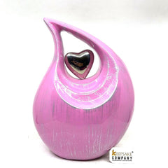 Pleasing Pink Silver Teardrop Urn - Urns for Ashes Adult male - urns for human ashes female - Cremation Urns for Adult Ashes - Urns - Urn