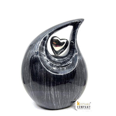 Bright Black Silver Teardrop Urn - Urns for Ashes Adult male - urns for human ashes female - Cremation Urns for Adult Ashes - Urns - Urn