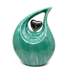 Glorious Green Silver Teardrop Urn - Urns for Ashes Adult male - urns for human ashes female - Cremation Urns for Adult Ashes - Urns - Urn