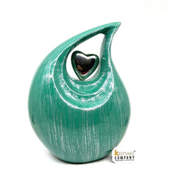 Glorious Green Silver Teardrop Urn - Urns for Ashes Adult male - urns for human ashes female - Cremation Urns for Adult Ashes - Urns - Urn
