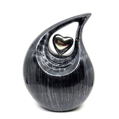 Bright Black Silver Teardrop Urn - Urns for Ashes Adult male - urns for human ashes female - Cremation Urns for Adult Ashes - Urns - Urn