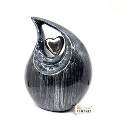 Bright Black Silver Teardrop Urn - Urns for Ashes Adult male - urns for human ashes female - Cremation Urns for Adult Ashes - Urns - Urn