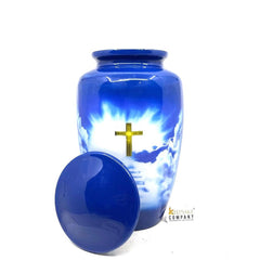 Blue Divine Cross Cremation Urns for Ashes Adult Male - Urns for Ashes Adult Female - Urn - Urns - Cremation Urn from Keepsake Company