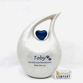 White Blue Pearl Pet Urn - Pet Urns for Dogs Ashes - Dog Urn - Dog Urns for Ashes - Urns for Dogs - Urn for Dog Ashes - Cat Urn for Ashes