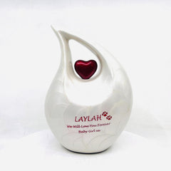 White Red Pearl Pet Urn - Pet Urns for Dogs Ashes - Dog Urn - Dog Urns for Ashes - Urns for Dogs - Urn for Dog Ashes - Cat Urn for Ashes