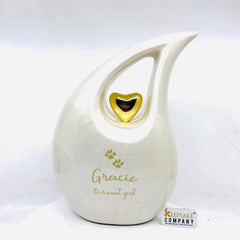 White Golden Pet Urn - Pet Urns for Dogs Ashes - Dog Urn - Dog Urns for Ashes - Urn for Dog Ashes - Cat Urn for Ashes -Memorial Urn