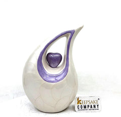 White Pearl Teardrop Medium Urns for Human Ashes (6 Inches/ 15 centimetres) height- Medium Urn - Decorative Urns - From Keepsake Company