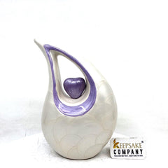 White Pearl Teardrop Medium Urns for Human Ashes (6 Inches/ 15 centimetres) height- Medium Urn - Decorative Urns - From Keepsake Company