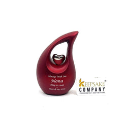 Red Teardrop Small Urns for Human Ashes with Heart - Mini Urns for Human Ashes - Ashes Urn - Keepsake Urns for Human Ashes - Mini Urn - Urne